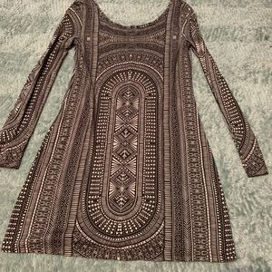 Billabong Boho Print Long Sleeve Bodycon Dress